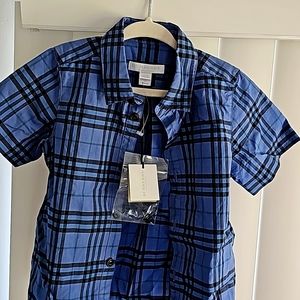 Burberry boys plaid short sleeve shirt